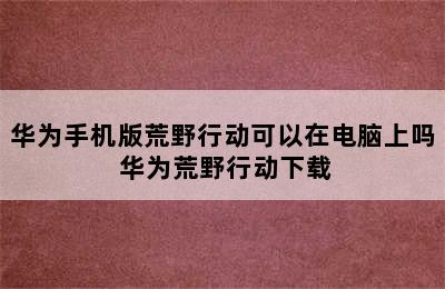 华为手机版荒野行动可以在电脑上吗 华为荒野行动下载